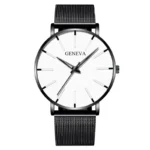 Mesh Belt Black Belt Black Case White Face Black Needle