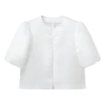 Puff-sleeve Loose-fitting Short Top - White