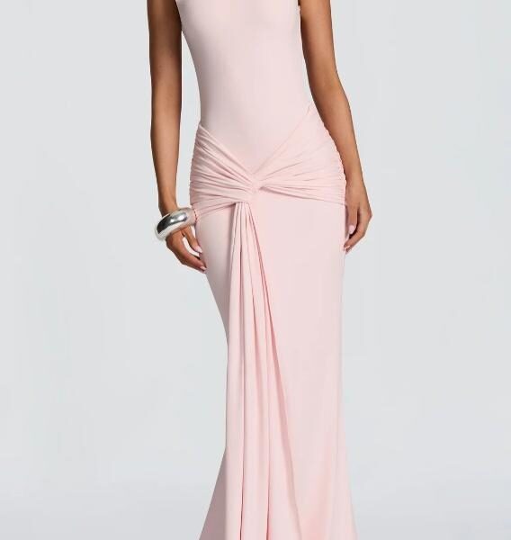 Slim Fit Standard Pleating Twisted Sleeveless Dress Women Summer Elegant Backless Tight Waist Sexy Maxi Dress