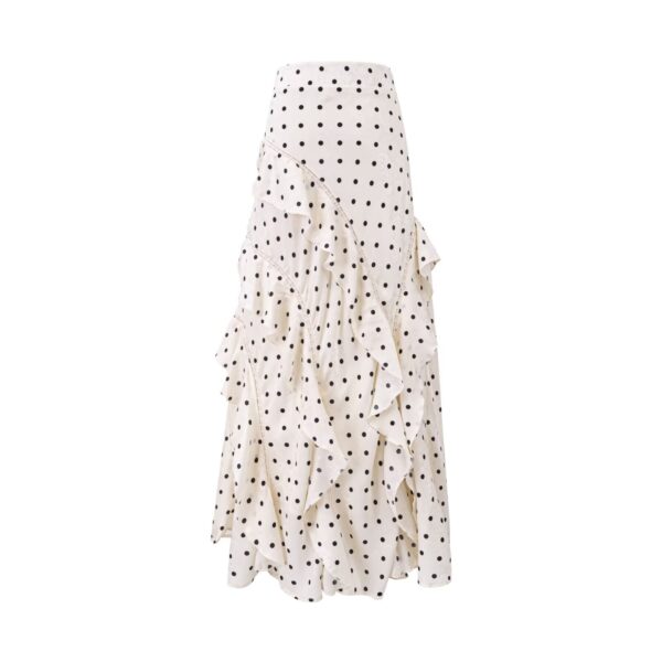 Ruffled Polka Dot Skirt Women Summer Small Irregular Asymmetric High Waist Line Skirt Mid Length Skirt