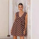 Coffee Bottom White Polka Dot