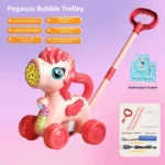 Pegasus Bubble Trolley [Hand Push Rechargeable-Pink] 10 Concentrated Solution