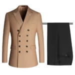 Double-Row Khaki (Top and Black Pants)