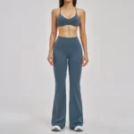 2546 Bra + 2546-1 Bell-bottom Pants—Green Bird Blue
