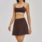 6116-2 Bra + 6116 Short Skirt—Dark Brown