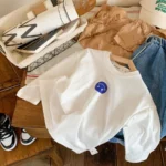 Classic White T-Shirt - Blue Happy