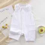 White [Ribbed Double-Button Vest]