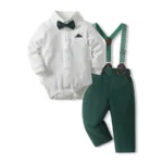 Green Boys' Romper Set