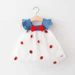Strawberry White Denim Skirt