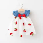 Cherry White Denim Skirt