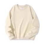 Light Beige Cotton Crew Neck Sweatshirt