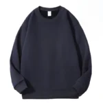 Navy Blue Cotton Round Neck Fleece Sweatshirt