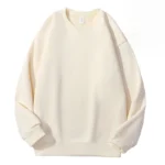 Light Beige Cotton Round Neck Fleece Sweatshirt
