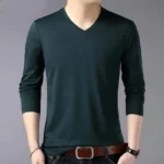 Dark Green V-neck Long Sleeve