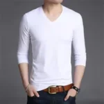 White V-neck Long Sleeve