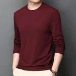 Burgundy round Neck Long Sleeve