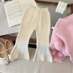 Beige Apricot Bell-Bottom Pants