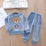 Fleece-Lined Bear Two-Piece Blue