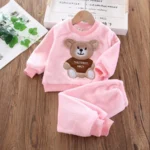 Letter Bear Two-Piece Set Pink