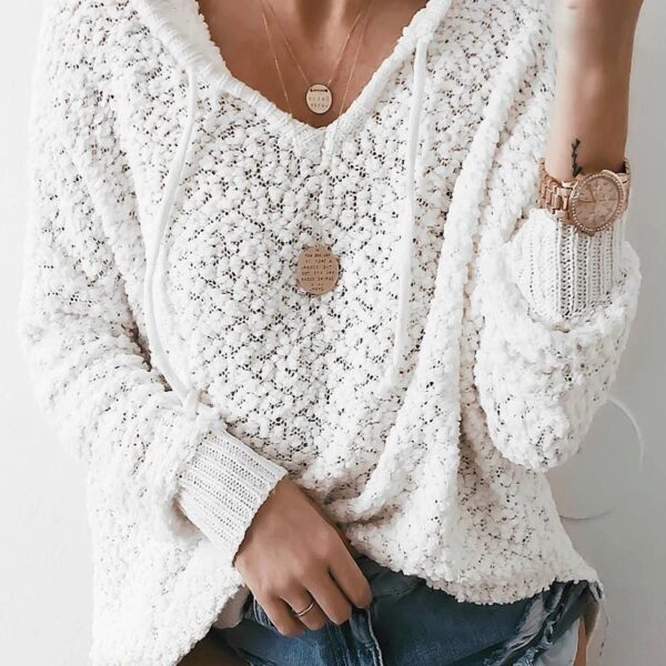 Autumn Winter Pullover Hoodie Coat Knitted Sweatshirt
